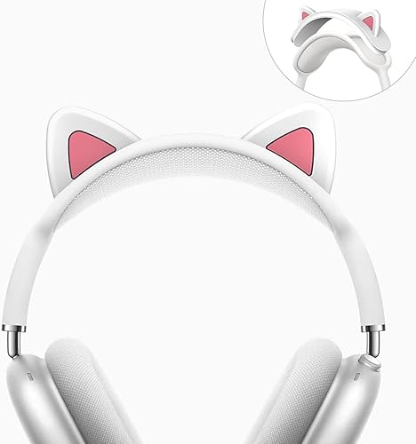 Vista 9 de Funda para la diadema para AirPods Max, bonito diseño de orejas de gato, protector de diadema de silicona suave, cojín cómodo/protección superior