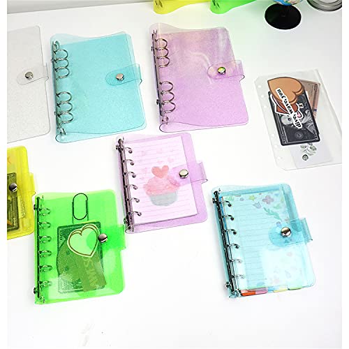 A5 Blue Glitter Pvc Binder Cover Round Ring Binders Dia 20Mm 6-Rings Snap Button Closure Shiny Dots Decor Loose Leaf Journal Albums Diy Cover (A5 (170X235Mm), Blue Glitter) #TOP5