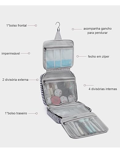 Necessaire Feminina Viagem Gancho Organizadora Mala Pendurar