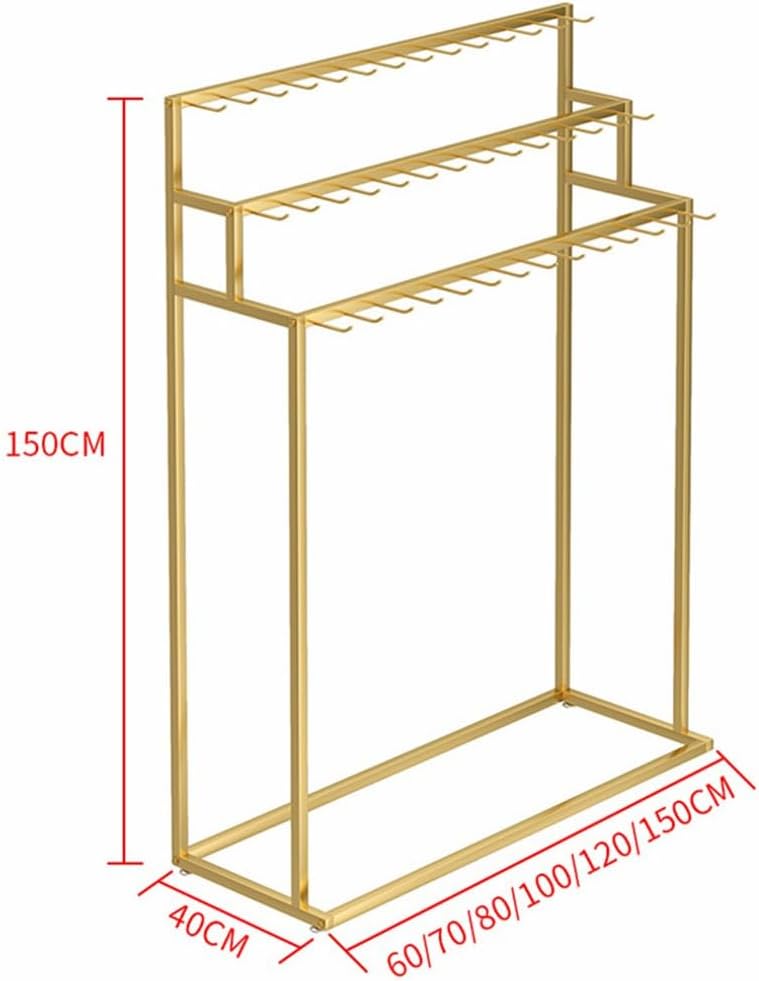 Stepped Belt Display Rack with Hanging Rods and Hooks for Clothing Stores - Commercial Jewelry and Belt Storage Solution, Versatile Organizer for Retail,C-L60*W40*H150cm(21 hooks)