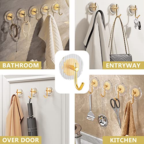 Yemuny Bathroom Towel Hooks, Acrylic Heavy Duty Door Hanger Towel Robe Clothes Cabinet Closet Sponges Wall Coat Hook For Bedroom Kitchen 4 Pack, Gold #TOP5