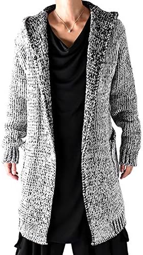 Amazon ロングカーディガン ニットカーディガン メンズ コーディガン ロング丈 パーカー モード系 長袖 ボタンレス 当店オリジナルブランド Unbel きれいめ サロン系 ホワイト ブラック F カーディガン 通販