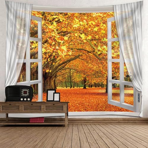 Tenture murale automne 130x150cm paysage forêt érables
