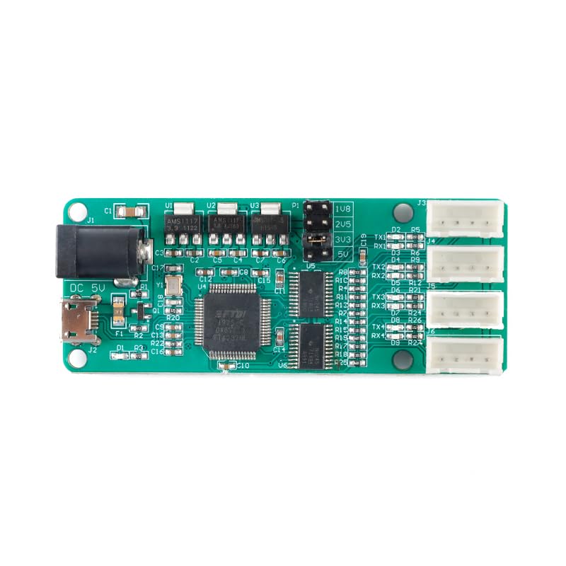 JESSINIE FT4232-4TTL USB to 4-Way TTL Module UART Serial Port Module LED Indicator Micro USB COM Interface 12Mbps FT4232HL 5V 3.3V 2.5V 1.8V