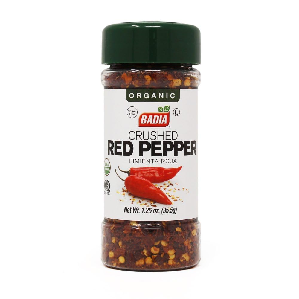 Badia Organic Crushed Red Pepper, 1.25 oz – Spicy Dried Chili Flakes for Cooking, Seasoning & Garnishing