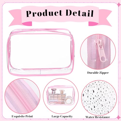 15 Pcs Pink and Purple Clear Makeup Bag with Zipper PVC Toiletry Bag Portable Waterproof Make up Pouches Clear Makeup Case Organizer for Women Travel Toiletries Bathroom Organizing3