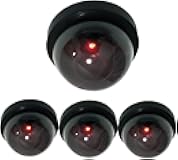 Yuarisx Dummy Fake Security Camera Dome Outdoor Indoor with Fake Flashing Red LED Light for Home Business Wireless CCTV Surveillance 4 Pack Black