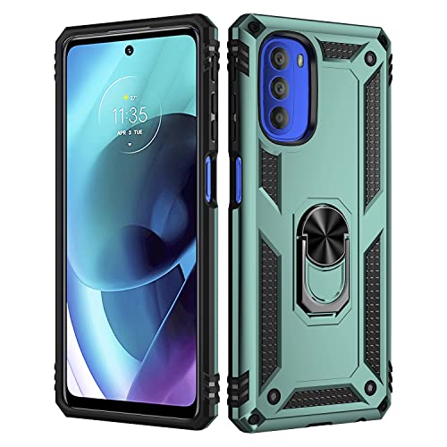 Boîtier Motorola Moto G51 5G vert avec support anneau magnétique robuste