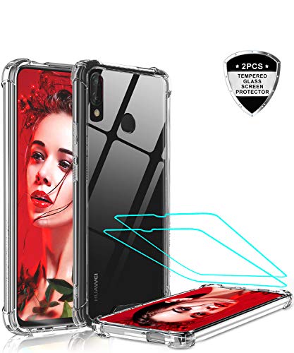 LeYi für Huawei P Smart Z Hülle Handyhülle mit Panzerglas Schutzfolie(2 Stück), Neu Transparent Cover Hard PC Air Cushion Bumper Schutzhülle Handy Hüllen für Case Huawei P Smart Z Crystal Clear