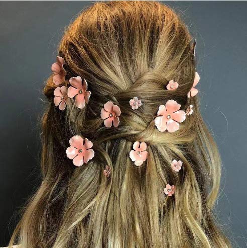 Blufly Vintage Flower Hair Clips Pink Hollow Geometric Hair Pin Petal Barrette Clips Hair Slides Wedding Bridal Bridesmaid Styling Tools for Women and Girls (Pack of 5)