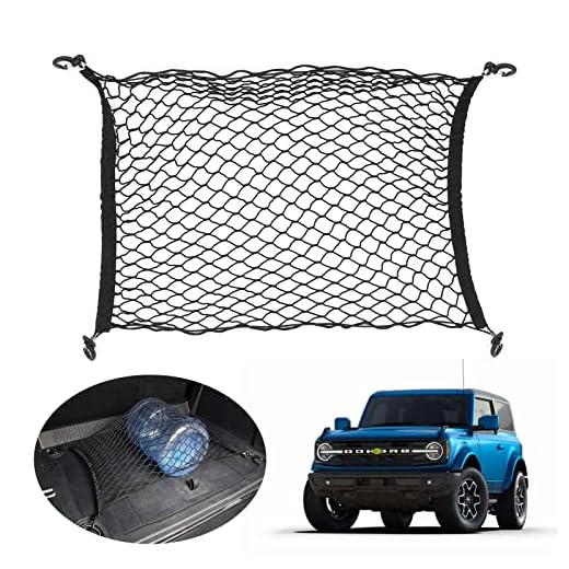Canvcle Cargo Net for 2021 2022 2023 Ford Bronco 4-Door Trunk Storage Net with Hooks Heavy Duty Trunk Mesh Rear Cargo Organizer 1PCS