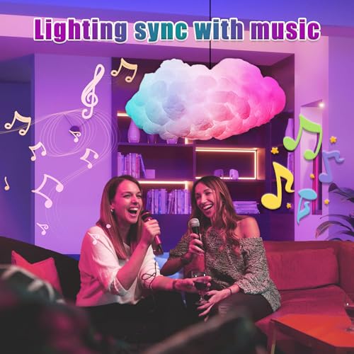 Image of Cloud LED Lights for Bedroom - Aesthetic Mood Light with Music Sync App Control Wall Light, 3D Ceiling Lamp Color Changing Strip Lights for Kids Room Decorations