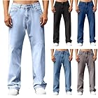 Men Baggy Jeans,Stretchy Baggy Jeans for Mens Wide Leg Casual Relaxed Fit Denim Pant Straight Legs Fashion Comfort Jean with Pockets Sky Blue
