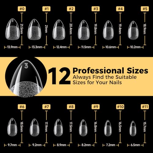 Image of UNA GELLA Almond Nail Tips, Pre-shape Short Almond Gel Nail Tips 240Pcs Full Cover Soft Gel Fake Nails No C Curve Press On Nails For Women Girl At Home DIY Salon with Box 12 Sizes