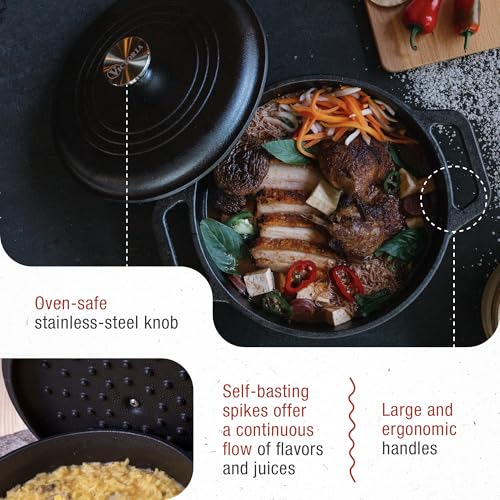 Image of Victoria 4-Quart Cast Iron Dutch Oven with Lid and Dual Loop Handles, Seasoned with Flaxseed Oil, Made in Colombia