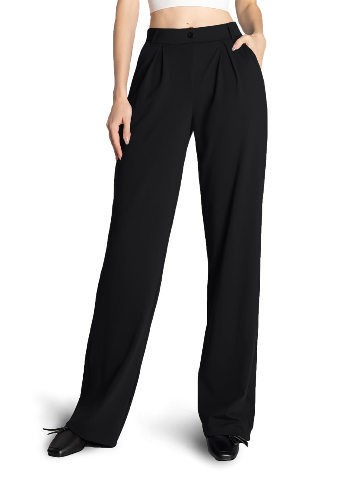 Safort Wide Leg Pants Women Dress Pants 28 31 34 Business Casual Trousers Work Office Loose Slacks Belt