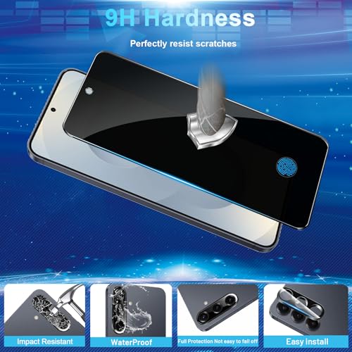 Image of [2+2 Pack] Privacy Screen Protector for Galaxy S25 Plus 5G - 2 Tempered Film with 2 Camera Lens Glass - High Clarity - Anti-Spy Protection - Scratch Resistant - Easy Installation