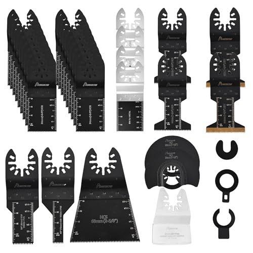 MAZING 36 PCS Oscillating Saw Blades, Quick Release Multi Tool Blades for Wood Metal Plastic, Universal Oscillating Tool Blade Kits for Dewalt Ryobi Milwaukee Rockwell Fein Makita