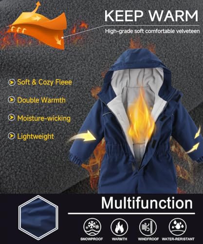 Image of M2C Boys Girls One Piece Snowsuit Winter Warm Ski Coveralls