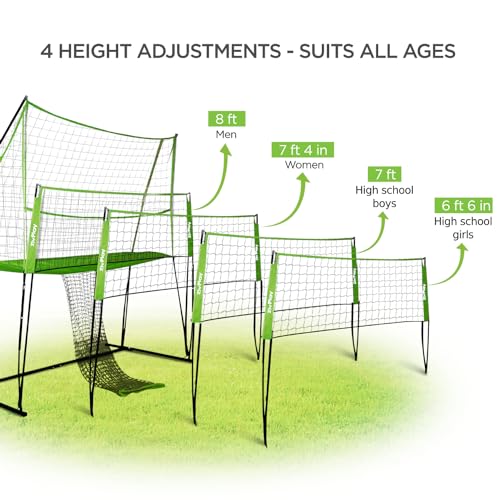 Volleyball Training Equipment Volleyball Practice Net Equipment Serve Trainer Net 11x8ft Wide for Hitting and Serving Practice at Backyard with 4 Adjustable Heights