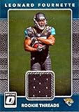 Leonard Fournette player worn jersey patch football card (Jacksonville Jaguars) 2017 Donruss Optic...