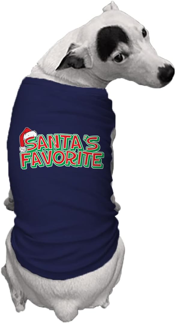 Santa's Favorite - Elf Christmas Santa Dog Shirt (Navy, X-Small)