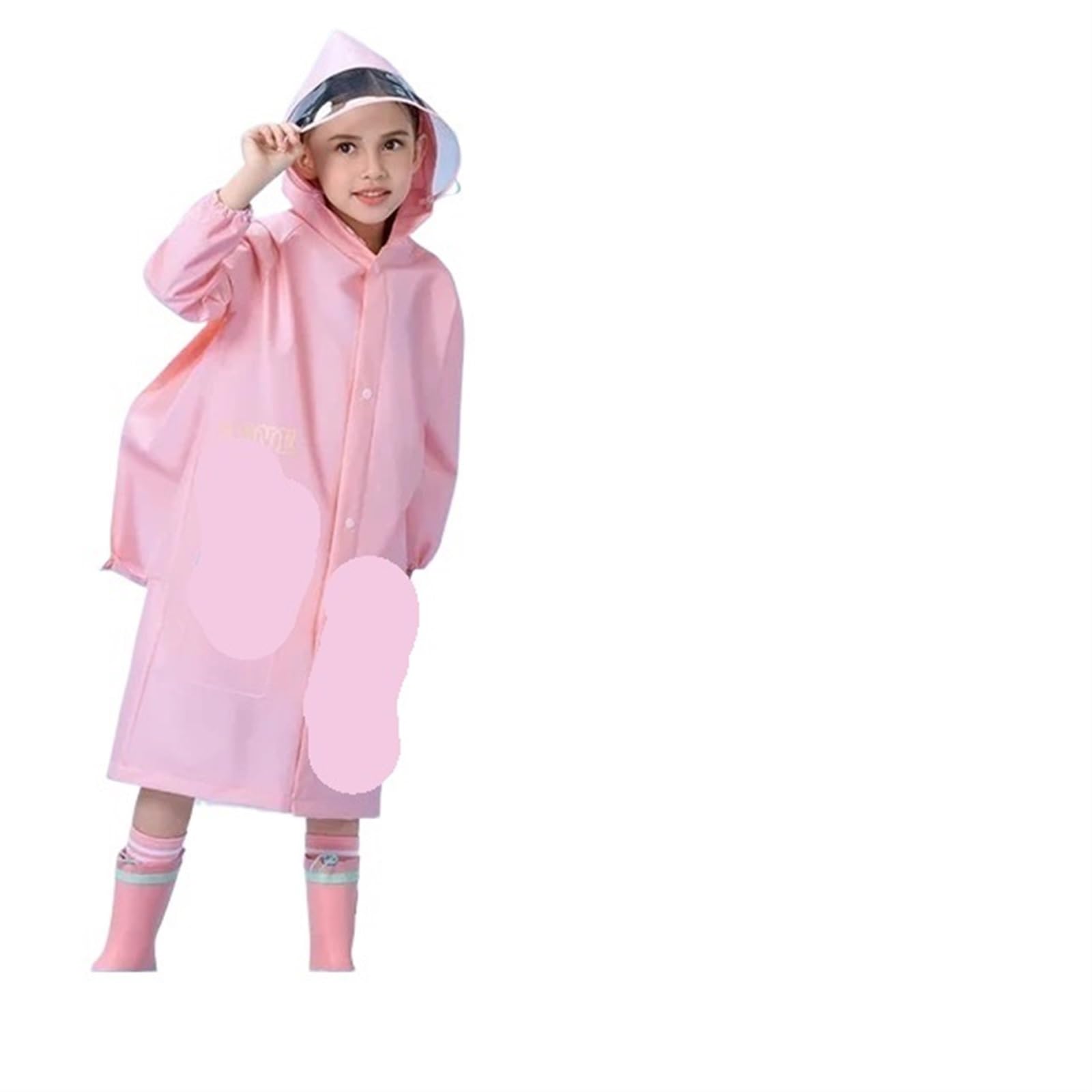 Mantella Antipioggia Bambina Poncho antipioggia impermeabile for bambini Impermeabile for bambini Impermeabile a copertura totale Studente Ragazzi Ragazze Zaino da viaggio Impermeabili(Zipper pink 1,4