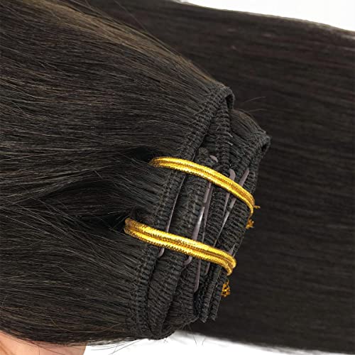 Goo Goo Real Human Hair Extensions, Dark Brown, Thick, Straight, Soft & Natural, Remy Clip-In Hair Extensions For Women, 7Pcs 120G 20 Inch #2 #TOP4