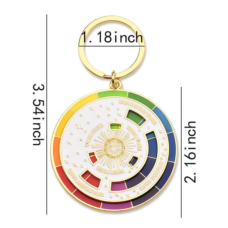 Guqqeuc Color Wheel Keychain Arts Aesthetic Gifts for Artists Color Spinning Wheel Keyrings Christmas Birthday Gifts for Painter Friend Family
