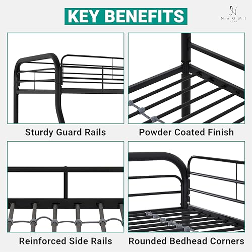 Naomi Home 63711A Hollywood Bunk Beds Twin Over Full Size, Heavy Duty Metal Bunk Bed thumb #5