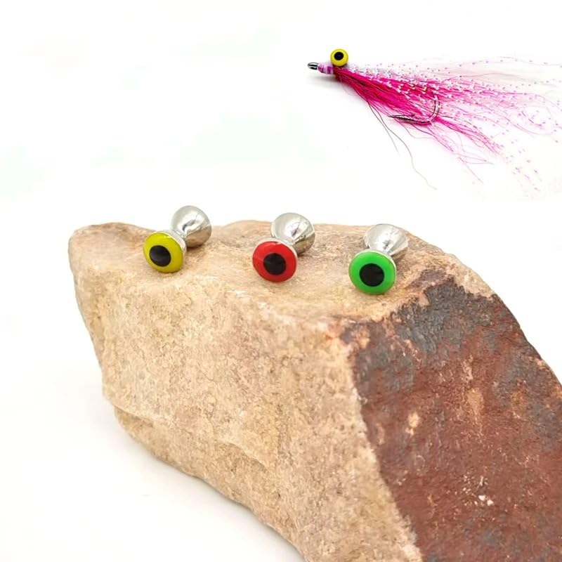 30 peces Ojos de pez en forma de mancuerna para atar moscas miniatura 4