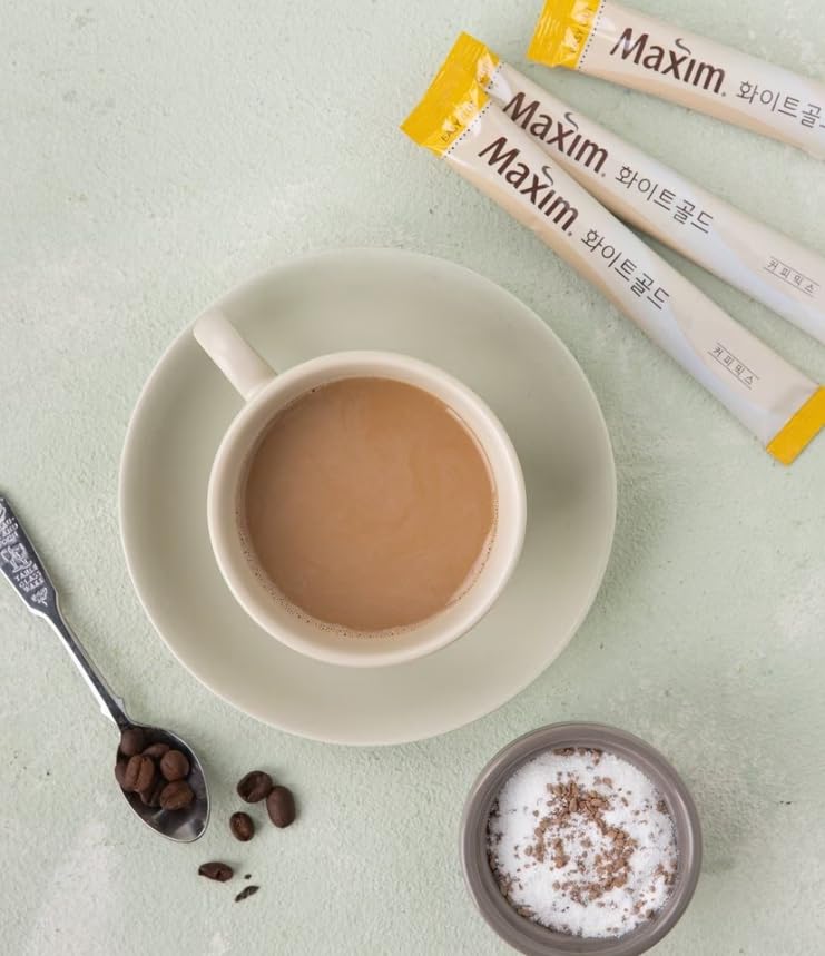 BC233 Korean Coffee Maxim Premium Instant Flavored Coffee Mix Sticks (20 Sticks, White Gold) image 5