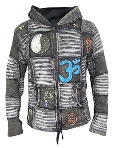 Little Kathmandu Veste à capuche en polaire style gothique pour homme -  noir - Medium