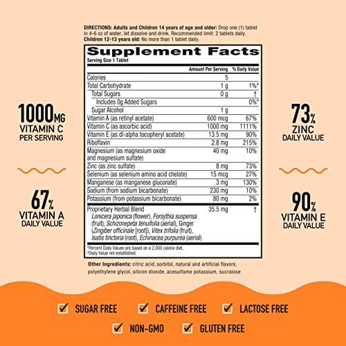 Airborne 100246 1000Mg Vitamin C With Zinc, Sugar Free Effervescent Tablets, Immune Support Supplement thumb #3