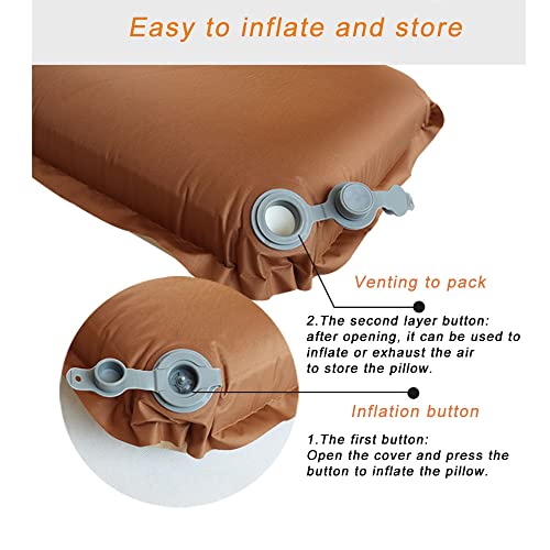 Merry Holidays Camping Pillow Memory Foam, Ultralight Inflatable Pillow, Self Inflating Hygienic And Convenient, Lightweight Compressible, For Travel Sleeping Hiking Backpacking Beach, Khaki #TOP4