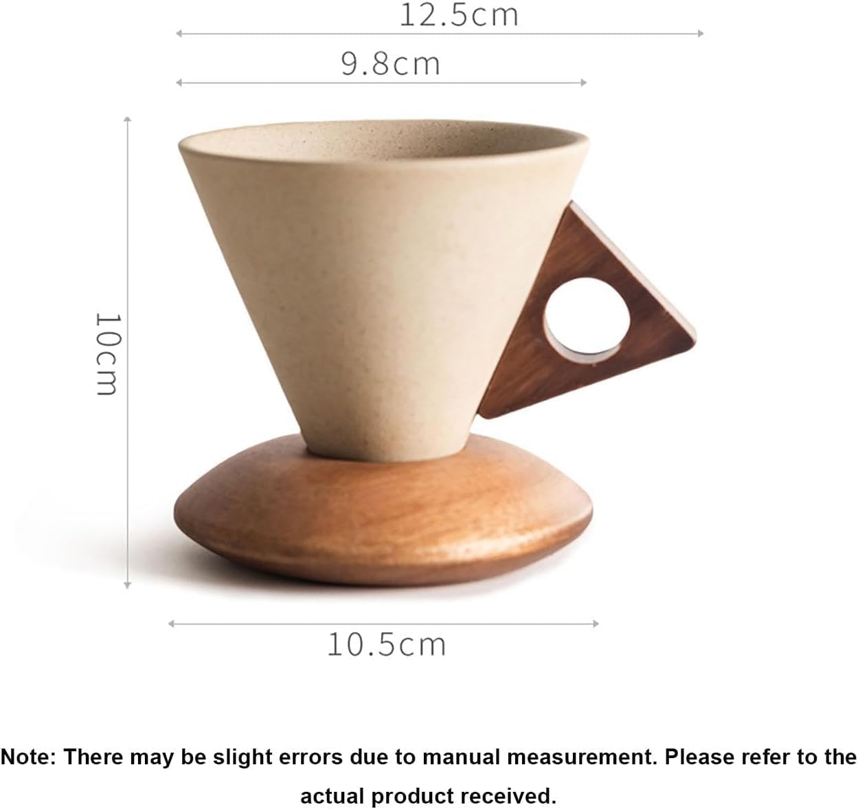 Vintage Cone Shaped Coffee Mug with Wooden Handle, 200ml Creative Cone-Shaped Mug with Wooden Base, Suitable for Home, Office, and Restaurants (2pcs)