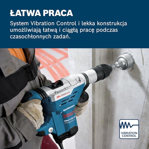 Bosch Professional: młot udarowo-obrotowy GBH 5-40 DCE (1 150 W, uchwyt SDS max, nominalna prędkość obrotowa 165 – 330 min-1, walizka)