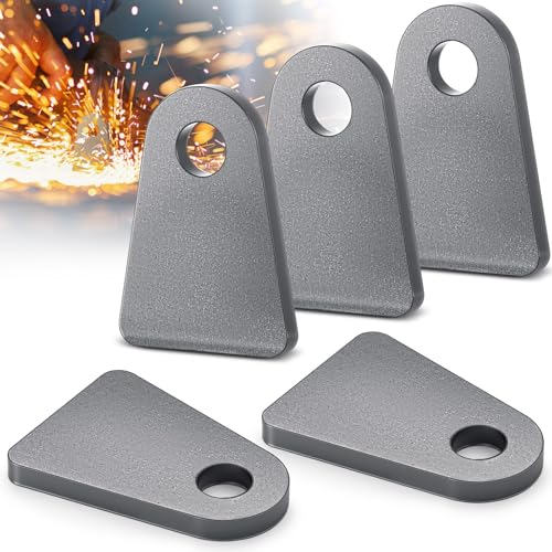 Image of Hicarer 5 Pcs Steel Weld on Tab Universal Shock Mount Flat Tab Brackets Steel Gusset Welding Accessories, with a 1 /2 inch Hole, 1 /4 inch Thick (Flat Mount)