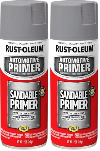 Image of Rust-Oleum 249415 Automotive Sandable Primer Spray, 12 oz, Gray (Pack of 2)