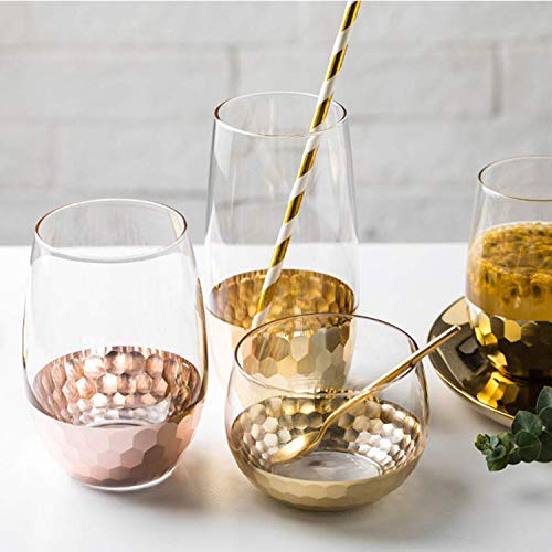 Image of Paper Straws 200 Pack Biodegradable Gold and Pink Striped Design 8.25 inch Straw for Everyday /Birthday Party /Baby Shower /Wedding /Anniversary and Parties, Long Lasting - by DuraHome (200 Pack, Gold & Pink)