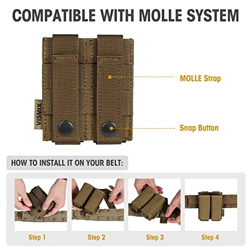 Vismix Pistol Magazine Pouch, Double 9Mm Mag Pouch With Quick Release Kydex Insert And Molle Compatible #TOP4