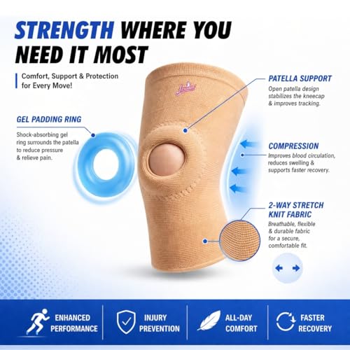 Image of Flamingo Gel Patella Knee Cap | Knee Support Brace for Arthritis, Pain Relief, Sports | Knee Cap for Men and Women | Beige | Size - Small |