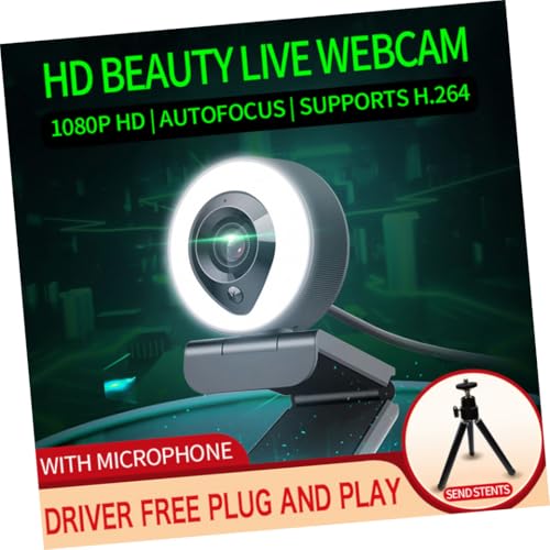 Webcam avec microphone intégré lumière de remplissage pour streaming USB - 7
