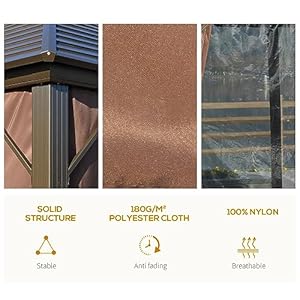 Outsunny 10 x 12 Hardtop Gazebo Canopy with Galvanized Steel Double Roof Aluminum Frame Permanent Pavilion Outdoor Gazebo with Netting and Curtains for Patio Garden Backyard Deck Lawn