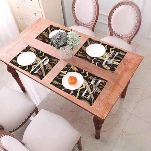 Sets de table motif squelette de dinosaure en maille PVC durable et robuste