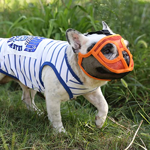 Short Snout Dog Muzzle, Beelike Bulldog Muzzle Breathable Adjustable Mesh Mask For Flat Faced Dog Anti Bitting Chewing Barking (Xs) #TOP6