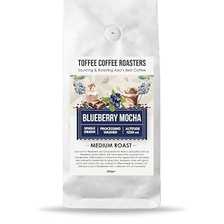 Toffee Coffee Roasters | Blueberry Mocha Coffee, Medium Roast, 250 g | Grind: Home Espresso Machine, Speciality Blend, 100% Arabica | Speciality Coffee | Freshly Roasted