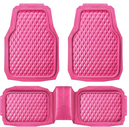 Tapis de sol en caoutchouc losange rose : finition haut de gamme pour votre auto