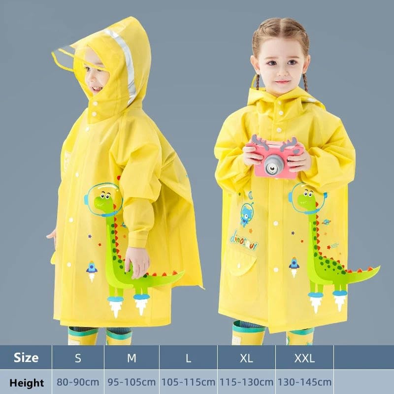 Kids Raincoat Wateproof Children Dinosaur Unicorn Rain Poncho Rain Coat Jacket with Backpack Position3