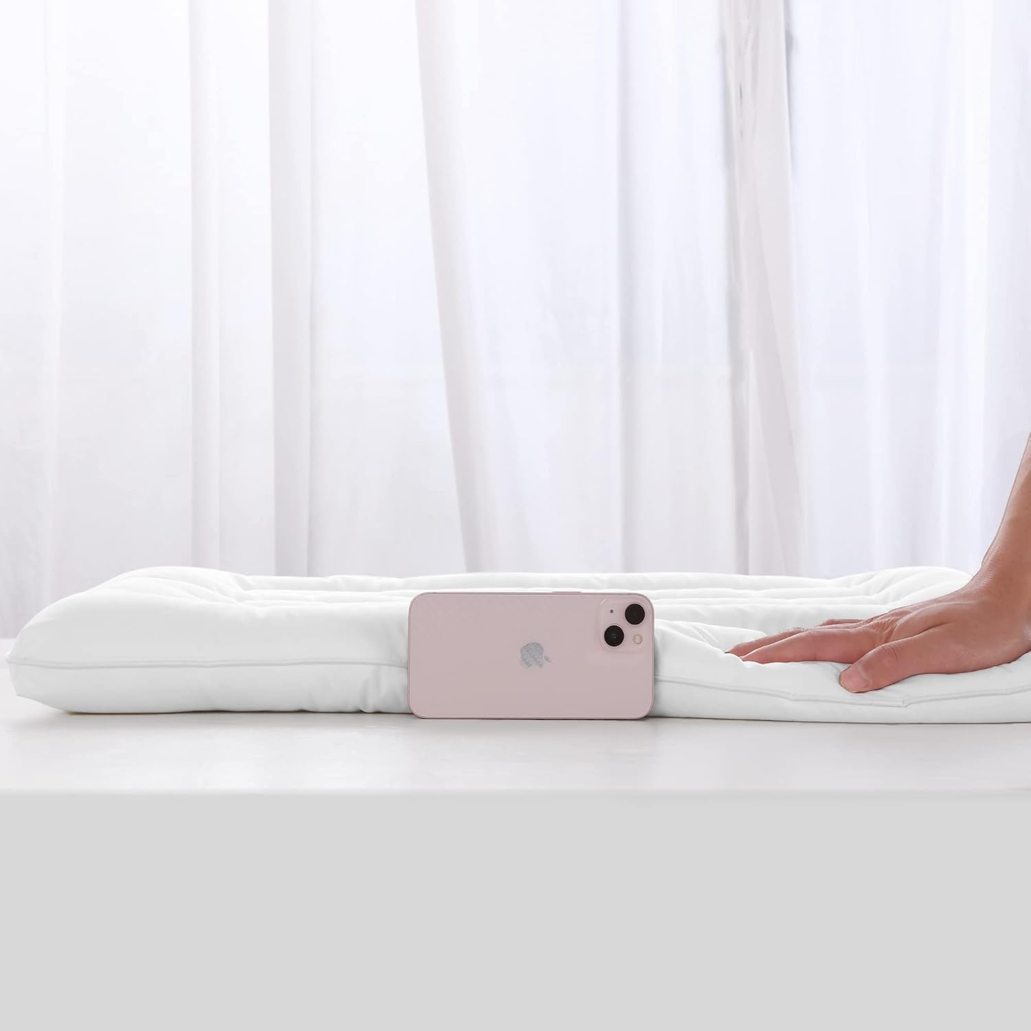 HOMBYS Ultra Thin Flat Pillow for Sleeping, Thin Pillow for Back Sleeper, Supportive Stomach Sleeping Pillow, Slim Bed Pillow, Machine Washable-Standard Size 18x26, White - Image 5